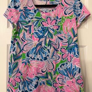 Lilly Pulitzer Etta Scoop Neck short-sleeve top in the "Once and Floral"